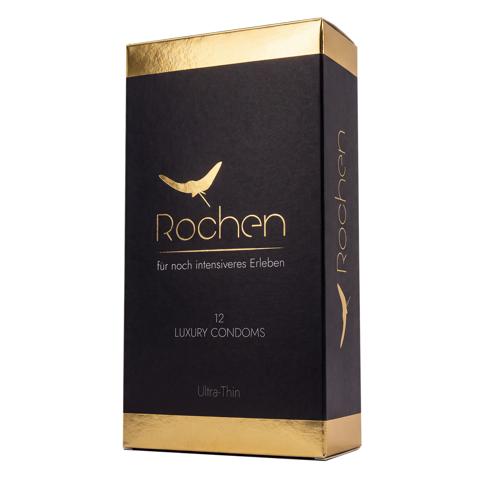 Rochen Kondome – ultra-dünne Kondome in schwarzer Premium-Verpackung mit goldenen Details