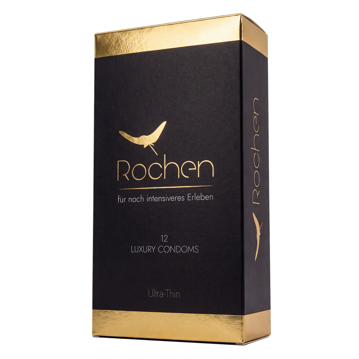 Rochen Kondome – ultra-dünne Kondome in schwarzer Premium-Verpackung mit goldenen Details